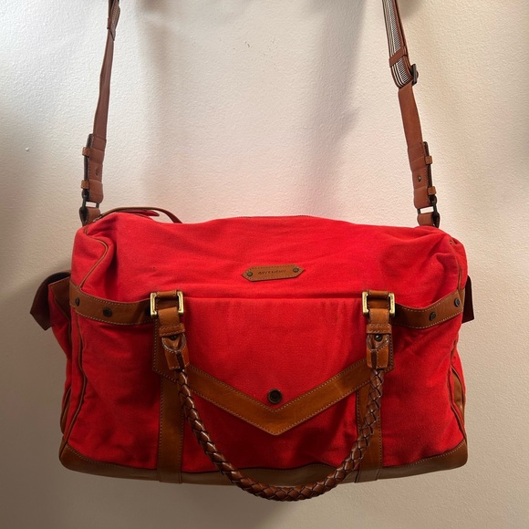 Givenchy Duffel Bag LEATHER Bottom & Braided Straps Luxury Weekender Carry-On - Picture 1 of 16